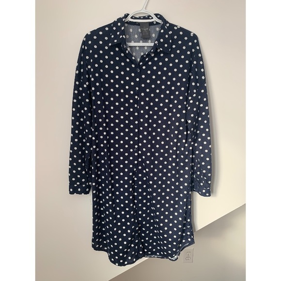 Polka Dot Button-up Shirt Dress - Picture 1 of 2
